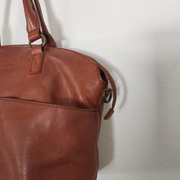American Leather Co Brown Leather Handbag Purse 14" x 10" - Picture 3 of 9